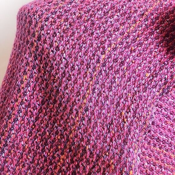 Rustic Handmade Knitted Wool Poncho Wrap Shawl Original Purple Magenta S/M - Picture 6 of 15